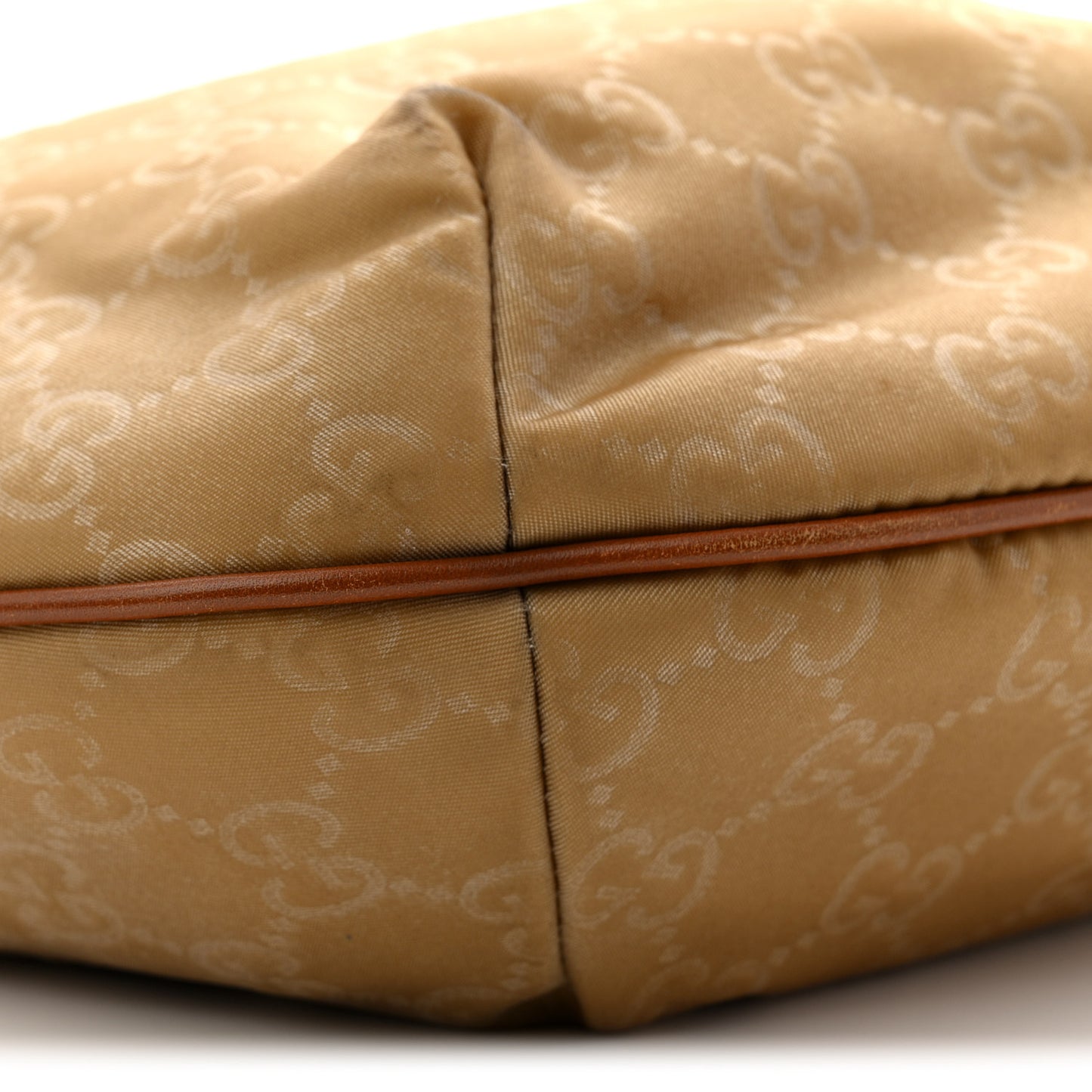 Nylon Monogram Web Medium Half Moon Hobo  Beige