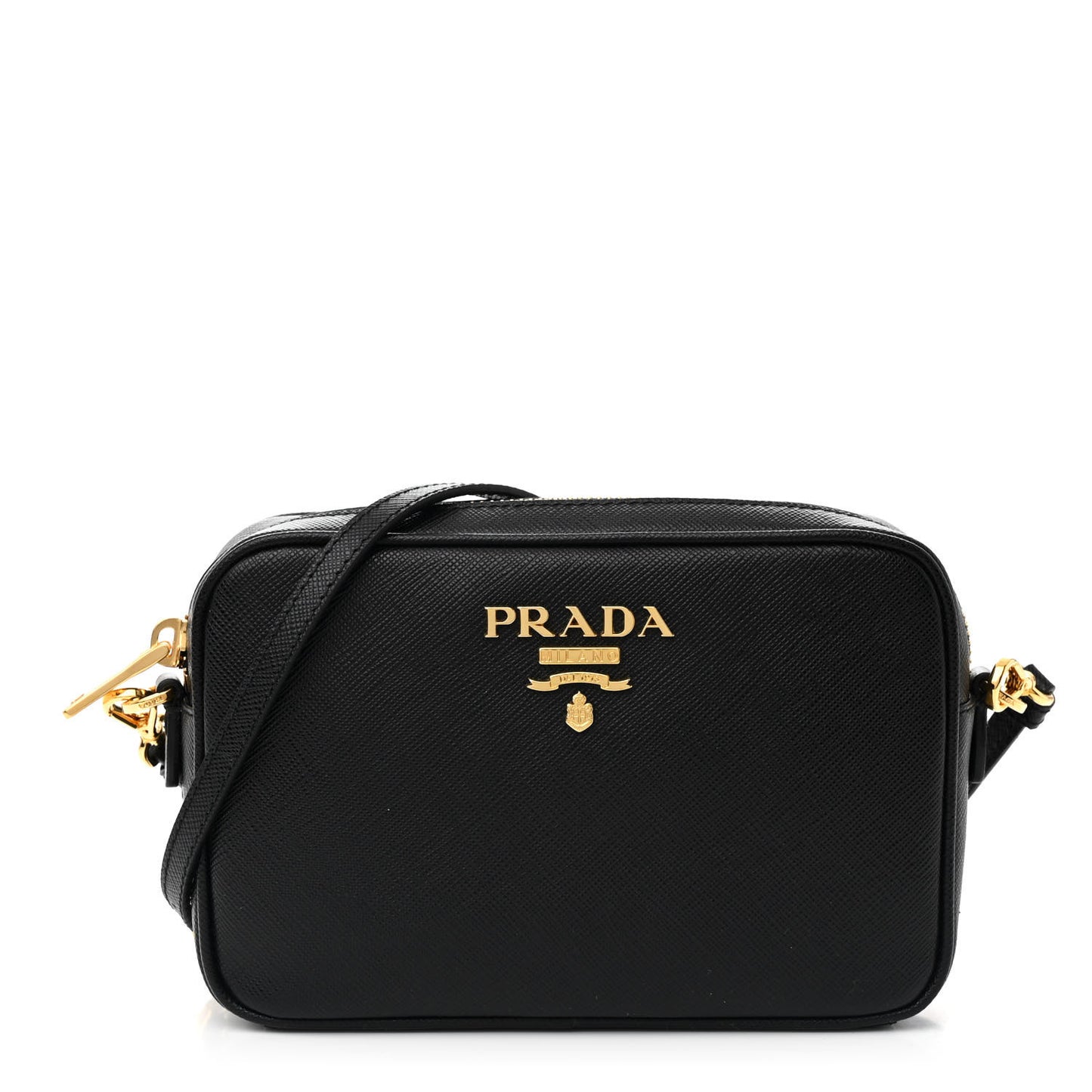 Saffiano Lux Small Camera Crossbody Bag Black