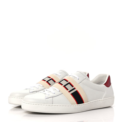 Gucci Calfskin Stripe Mens New Ace Sneaker 11 White Ecru Red Flame 3 of 9