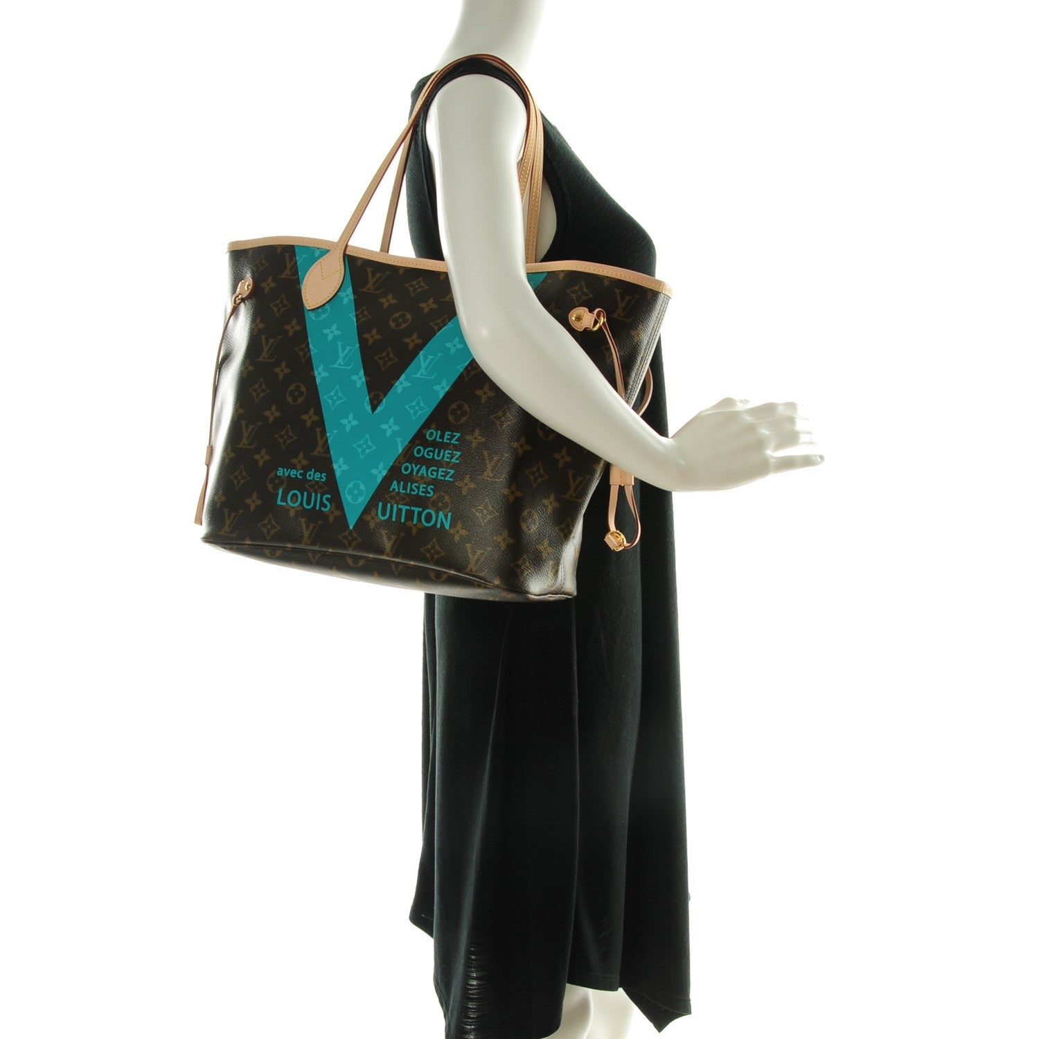 Louis Vuitton Monogram V Neverfull MM Turquoise 2 of 9