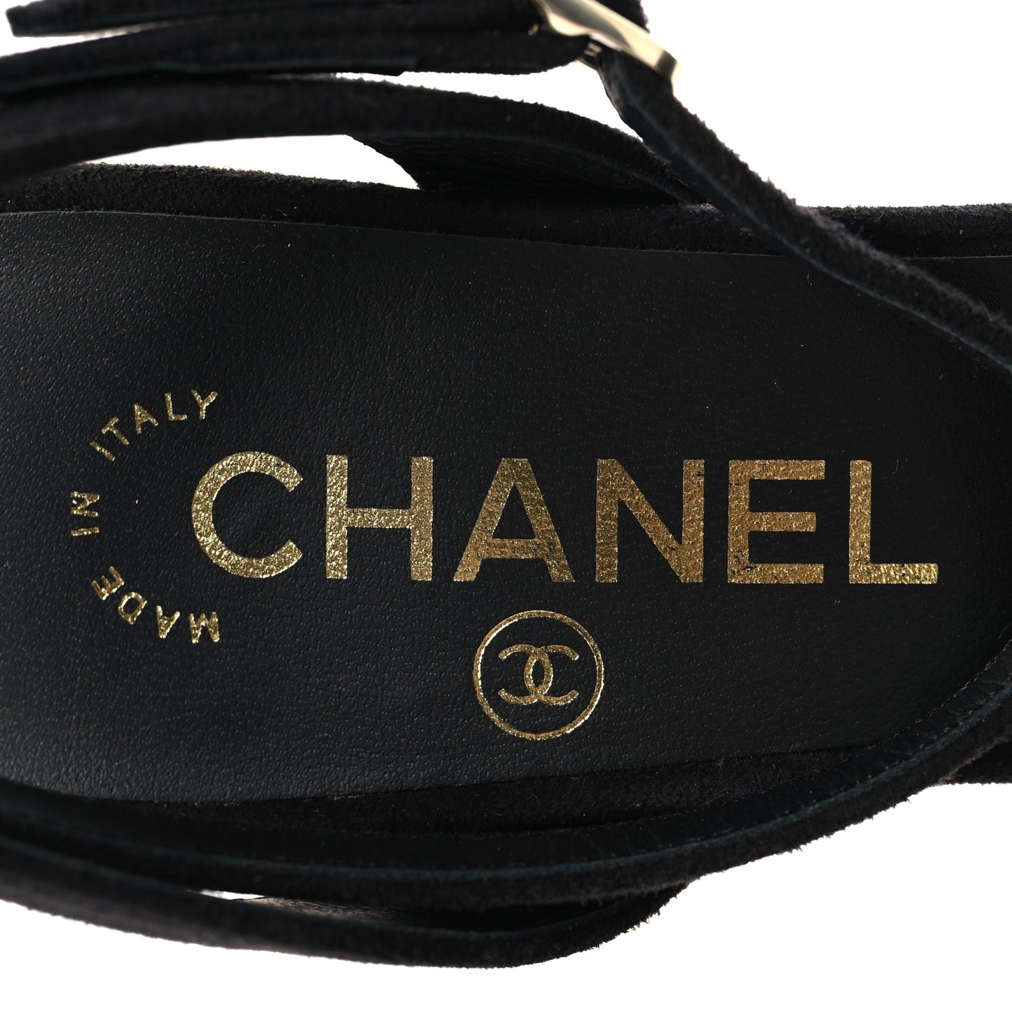 Suede Kidskin Chain Sandals  36 Black