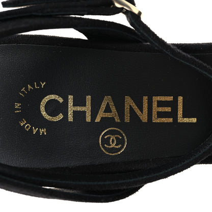 Chanel Suede Kidskin Chain Sandals  36 Black 9 of 10