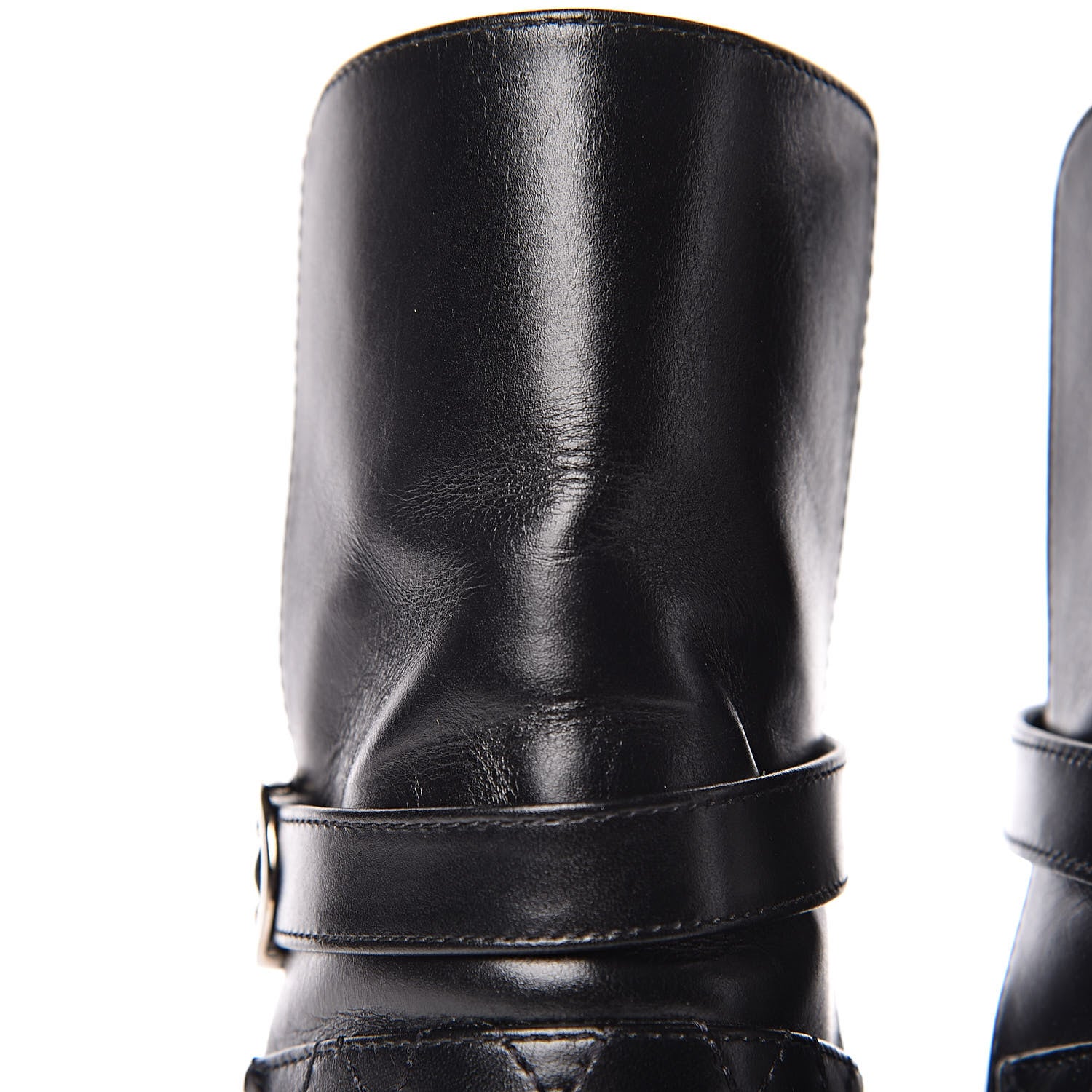 Chanel Calfskin Quilted Cap Toe Boots 36.5 Black Brown 9 of 14