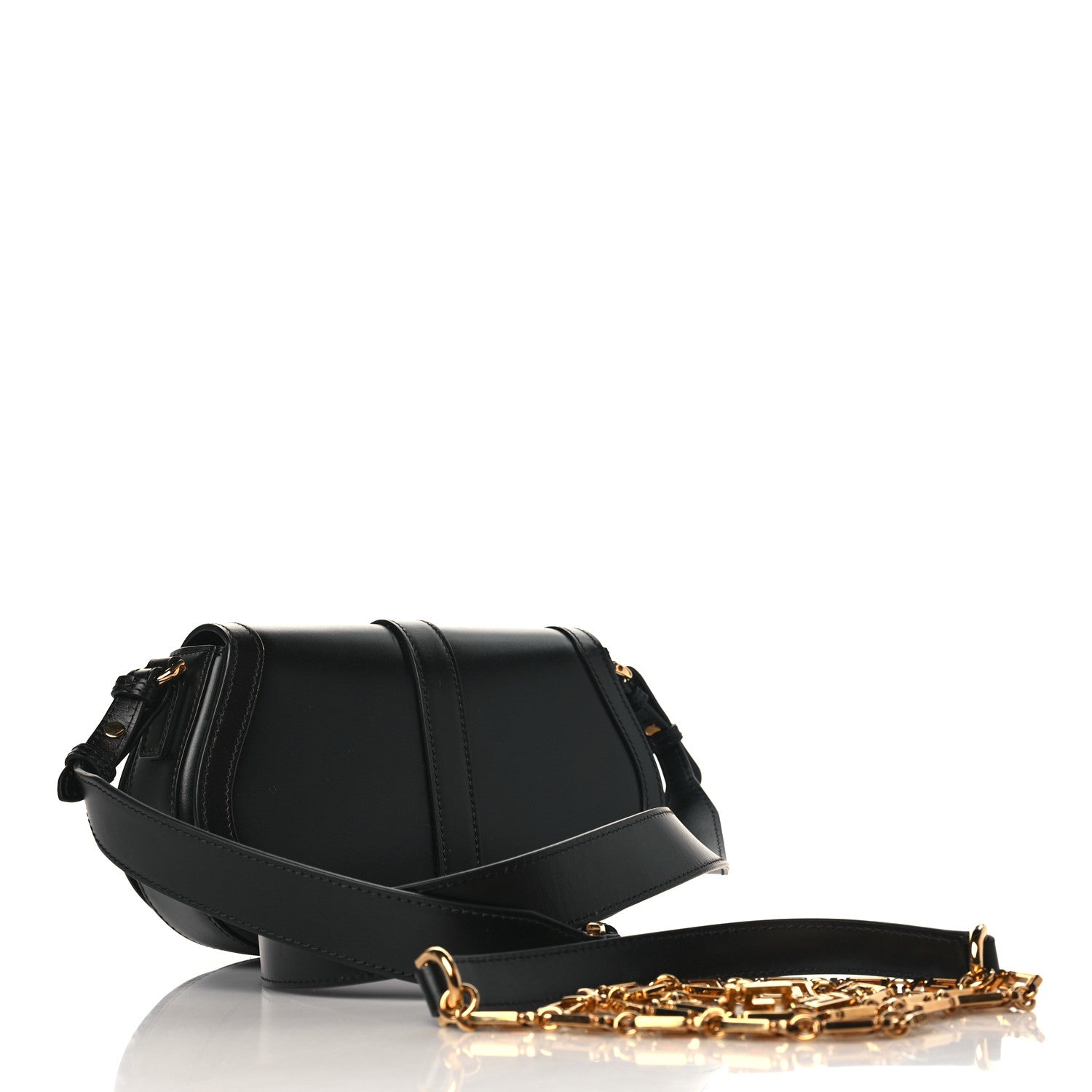 Versace Calfskin Medium Greca Goddess Shoulder Bag Black 3 of 8