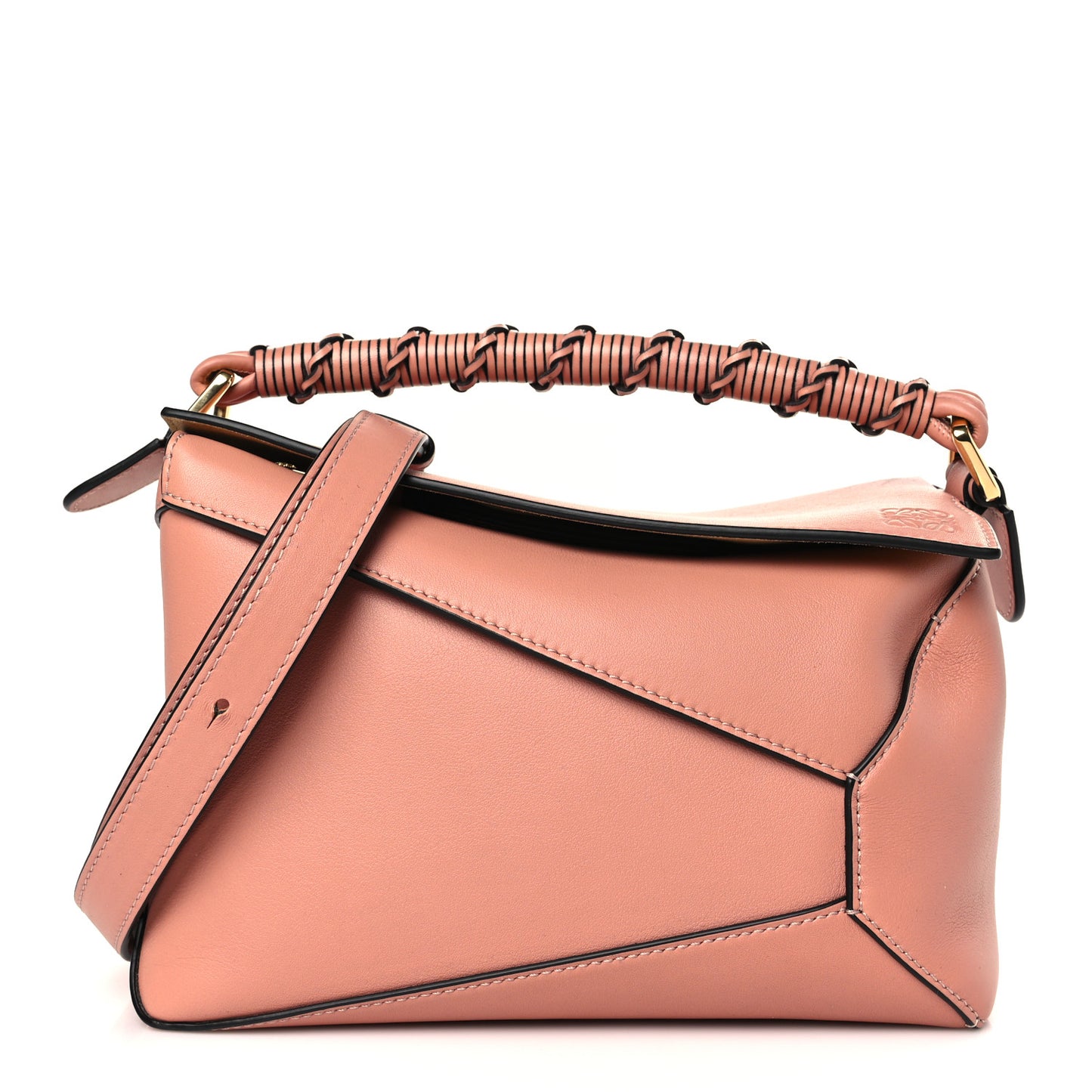 Calfskin Small Puzzle Edge Bag Dusty Pink