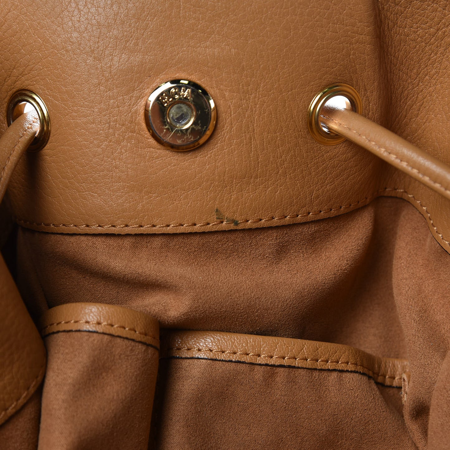 Visetos Studded Medium Drawstring Shopper Cognac