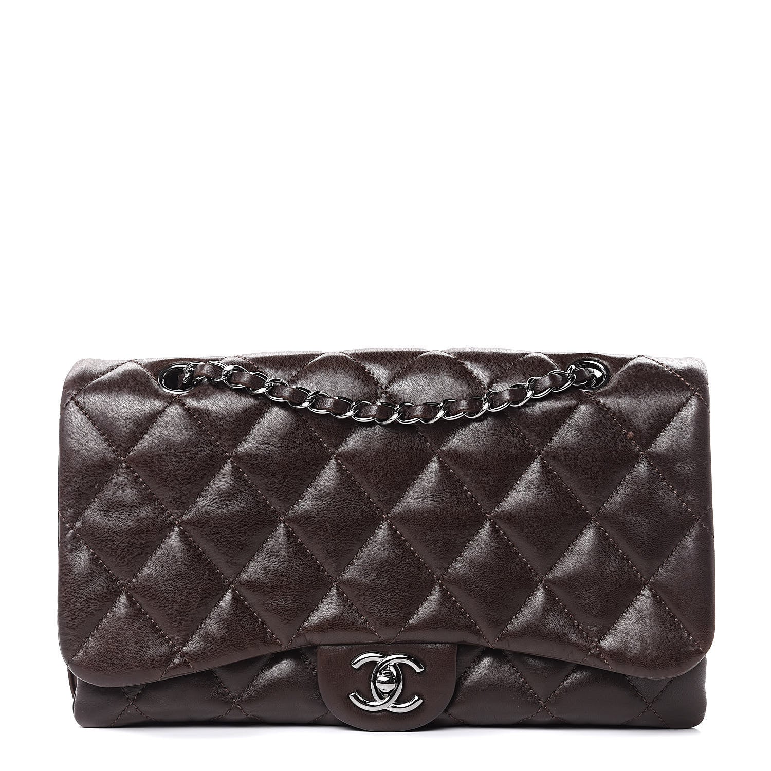 Chanel Lambskin Quilted Large 3 Flap Brown 1 of 16