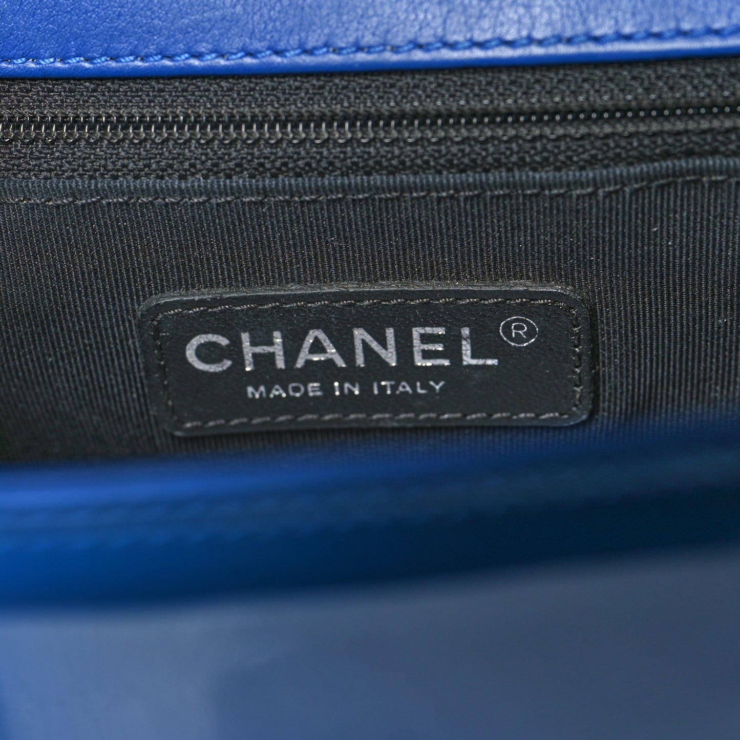 Patent Calfskin Quilted New Medium Plexiglass Boy Flap Blue