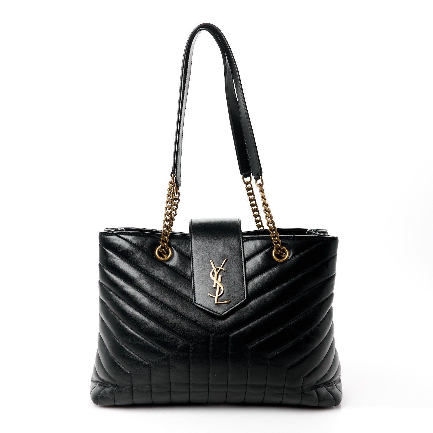 Saint Laurent Calfskin Y Quilted Monogram Large Loulou Shopper Black 1 of 12