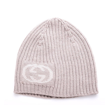 Gucci Wool Tricot Interlocking G Sirio Beanie Hat Grey 1 of 5