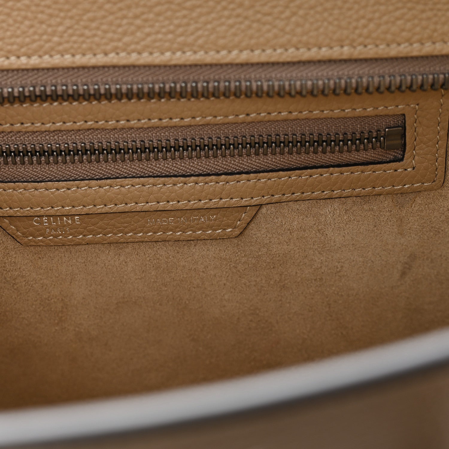 Celine Drummed Calfskin Micro Luggage Dune 6 of 11