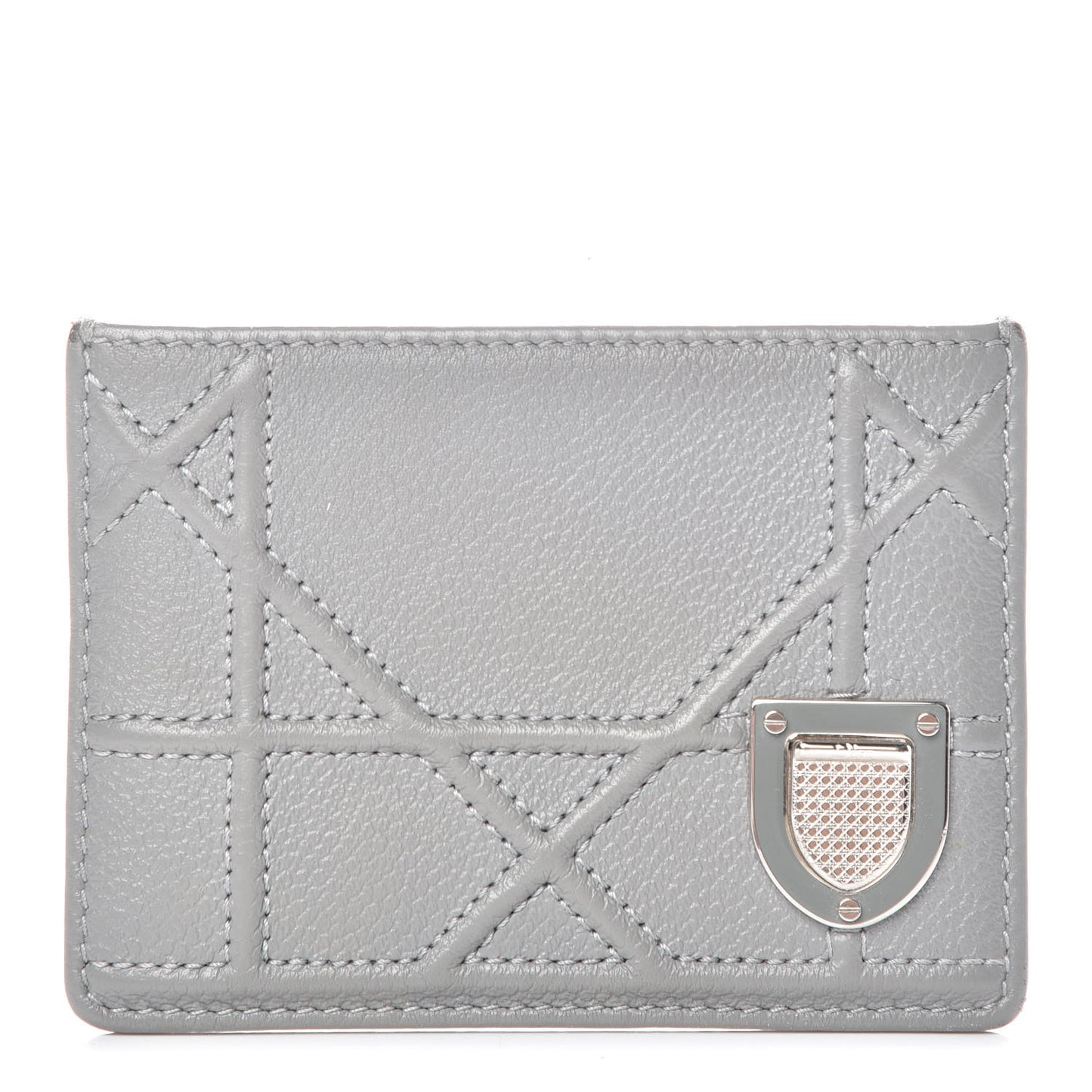 Grained Calfskin Cannage Diorama Card Holder Grey