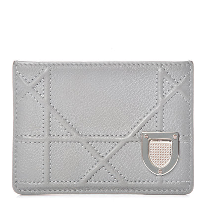 Christian Dior Grained Calfskin Cannage Diorama Card Holder Grey 1 of 10