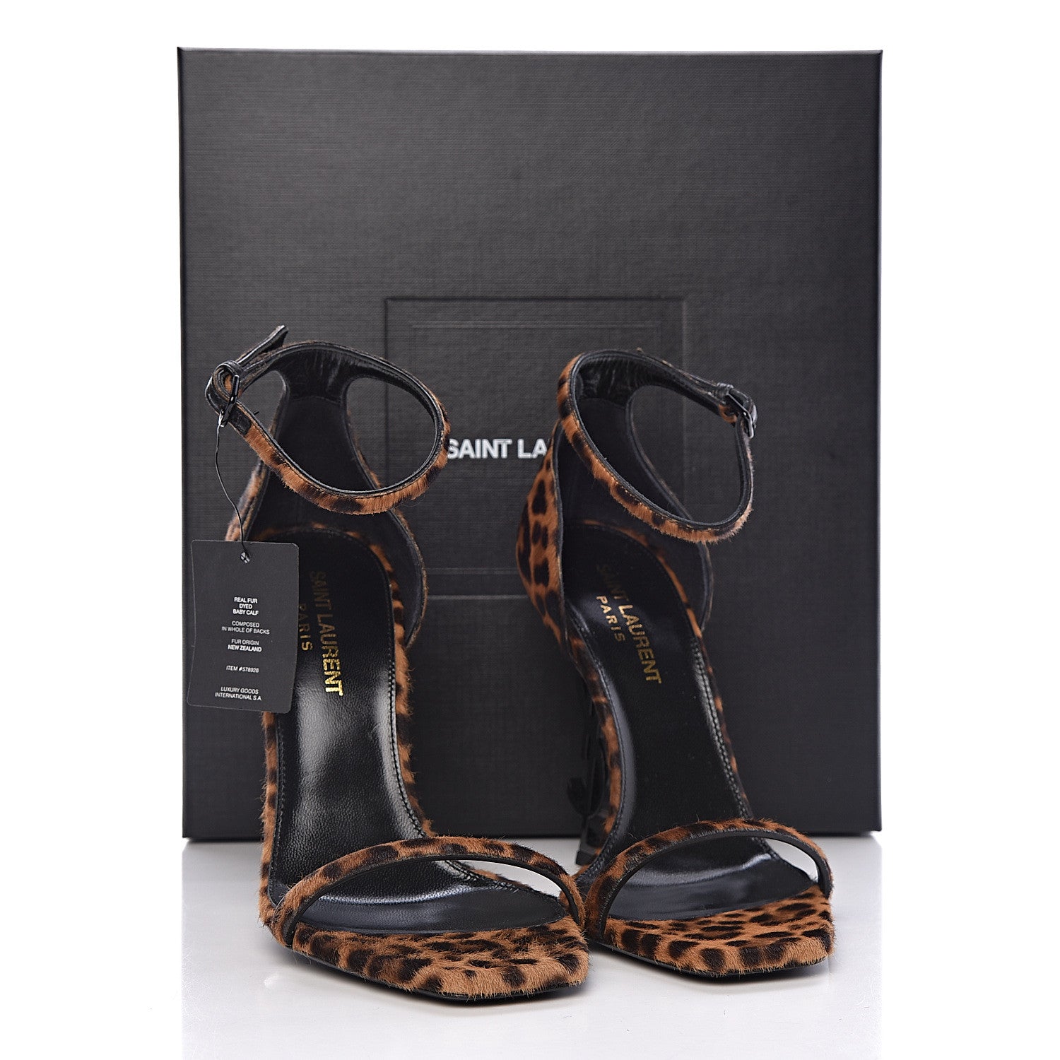 Saint Laurent Calf Hair Leopard Opyum 110 Sandals 37 Brown 9 of 9