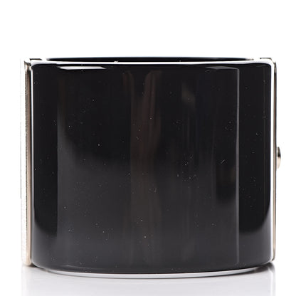 Chanel Resin Crystal Pearl Lambskin CC Cuff Black 3 of 6