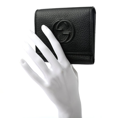 Gucci Pebbled Calfskin Soho Compact Flap Wallet Black 2 of 7