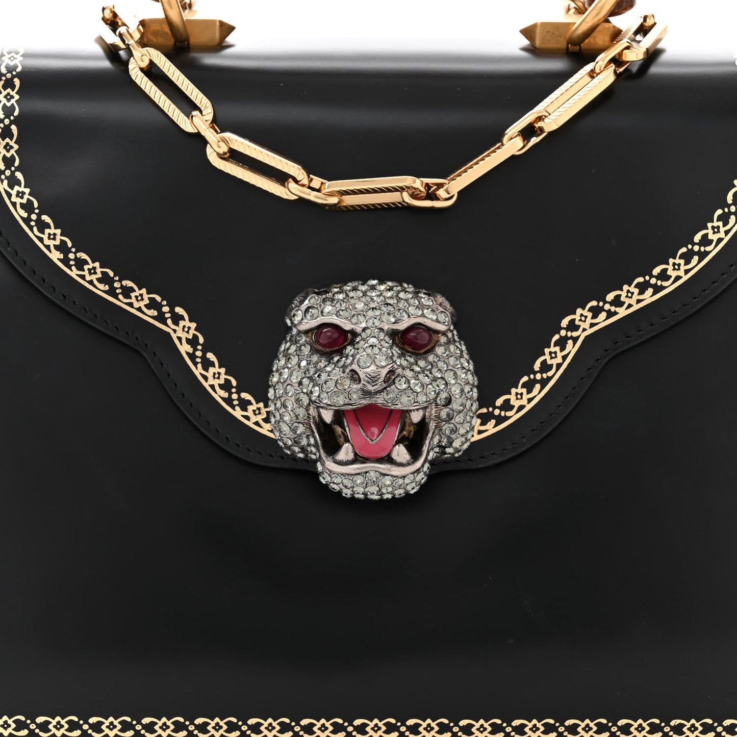 Calfskin Bamboo Medium Thiara Top Handle Bag Black