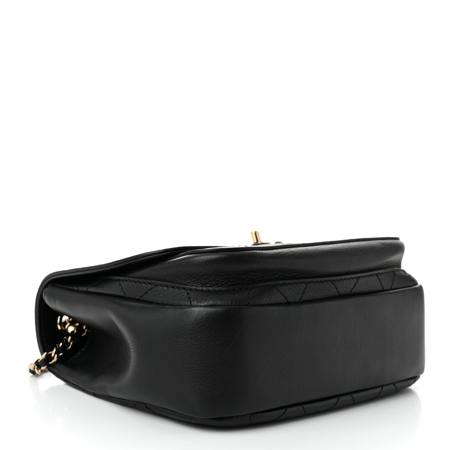 Calfskin Stitched Small Flap Bag Black