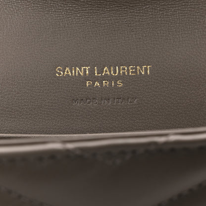 Saint Laurent Lambskin Matelasse Chevron Small Monogram Envelope Wallet Dark Beige 6 of 9
