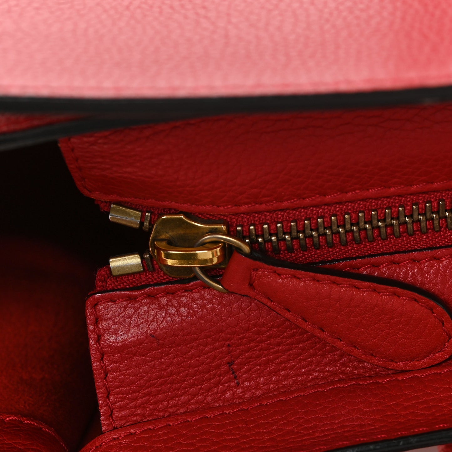 Drummed Calfskin Mini Luggage Coquelicot