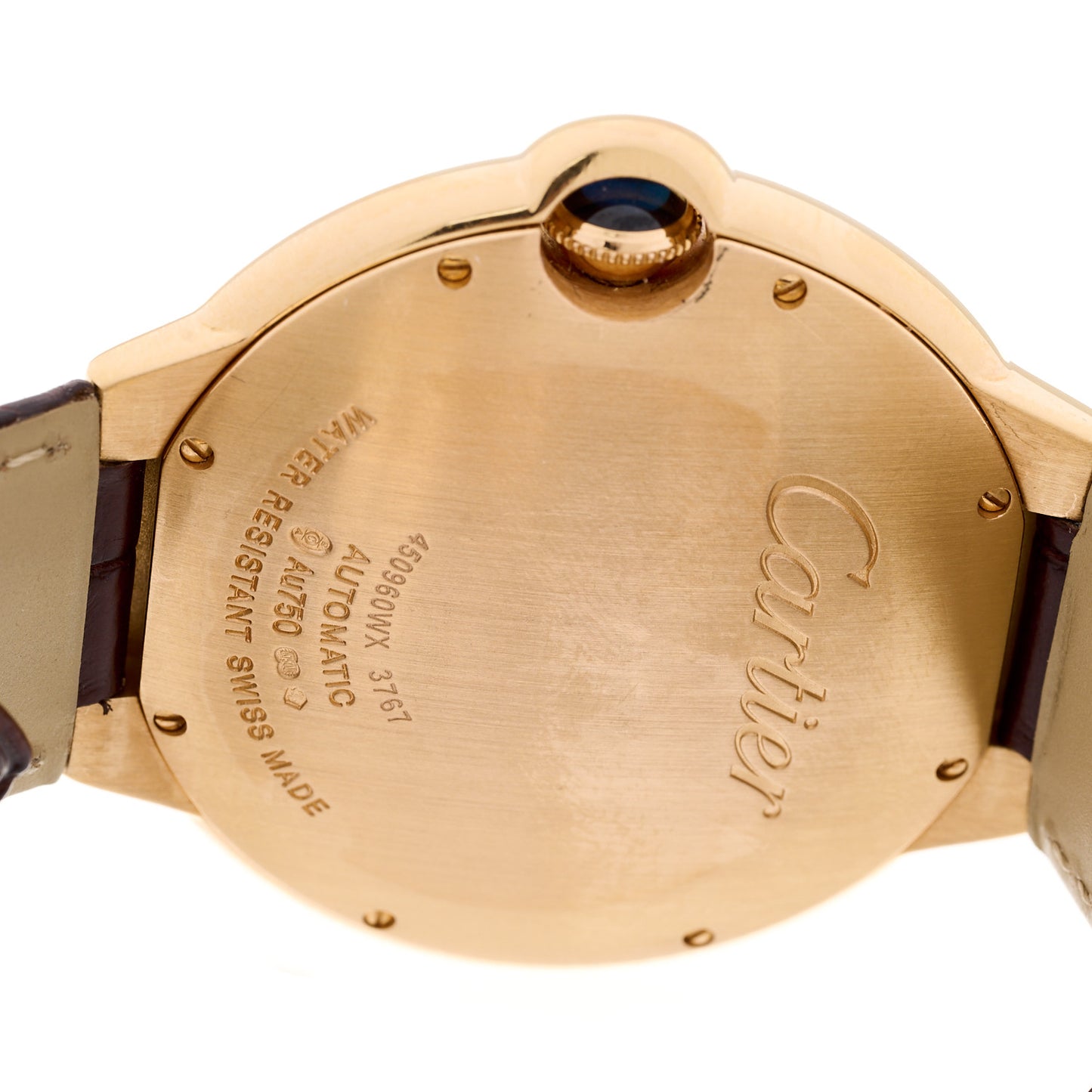 18K Pink Gold Alligator 42mm Ballon Bleu De Cartier Automatic Watch Brown