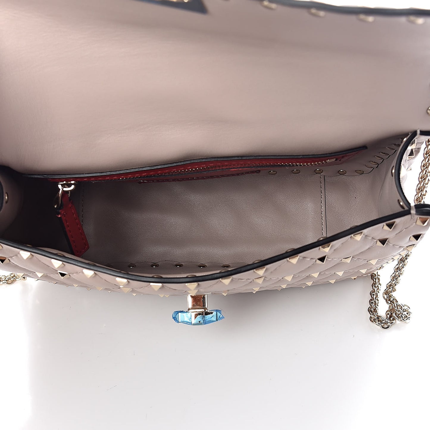 Lambskin Medium Rockstud Spike Shoulder Bag Poudre