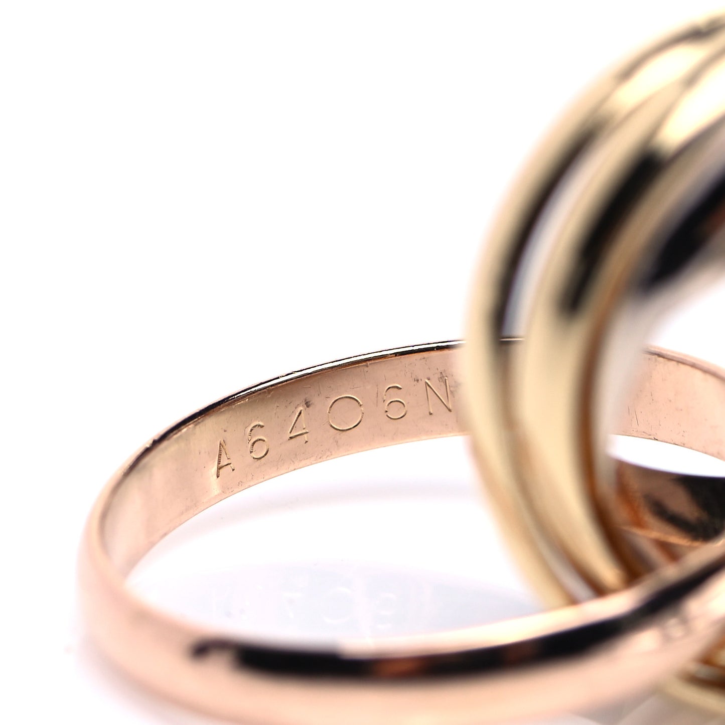 18K Pink Yellow White Gold Five Band Les Must De Cartier Trinity Ring 48 4.5