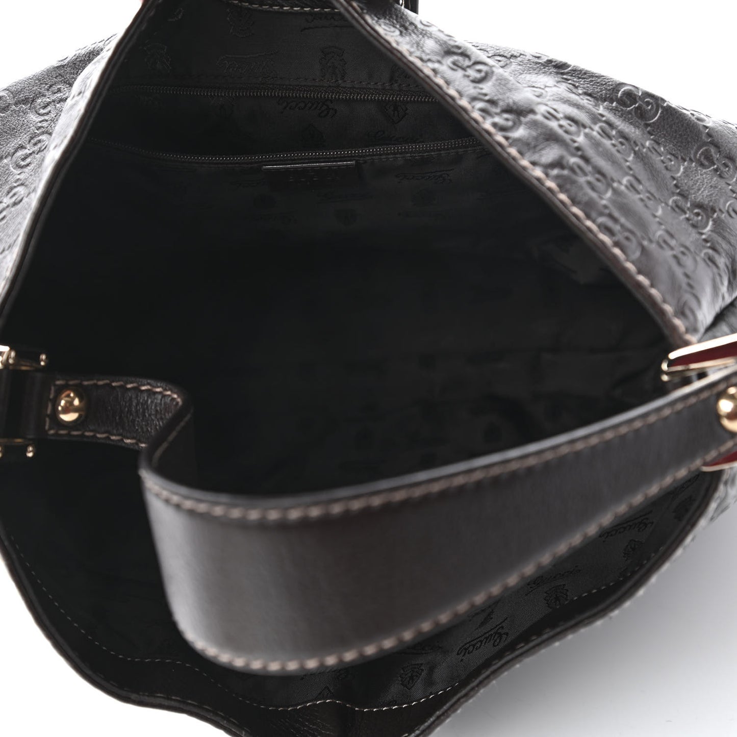 Guccissima Large New Ladies Web Hobo Dark Brown