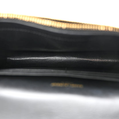 Saint Laurent SAINT LAURENT Calfskin Crocodile Embossed Kate Monogram Tassel Chain Wallet Black 5 of 12