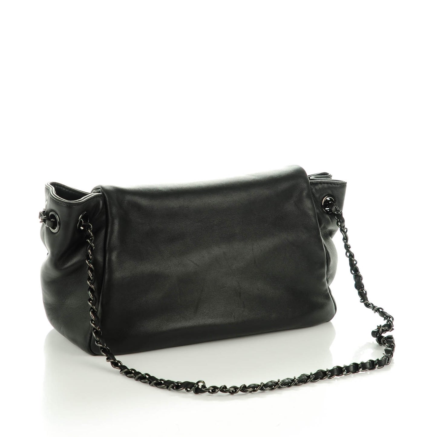 Lambskin Studded Accordion CC Flap Black