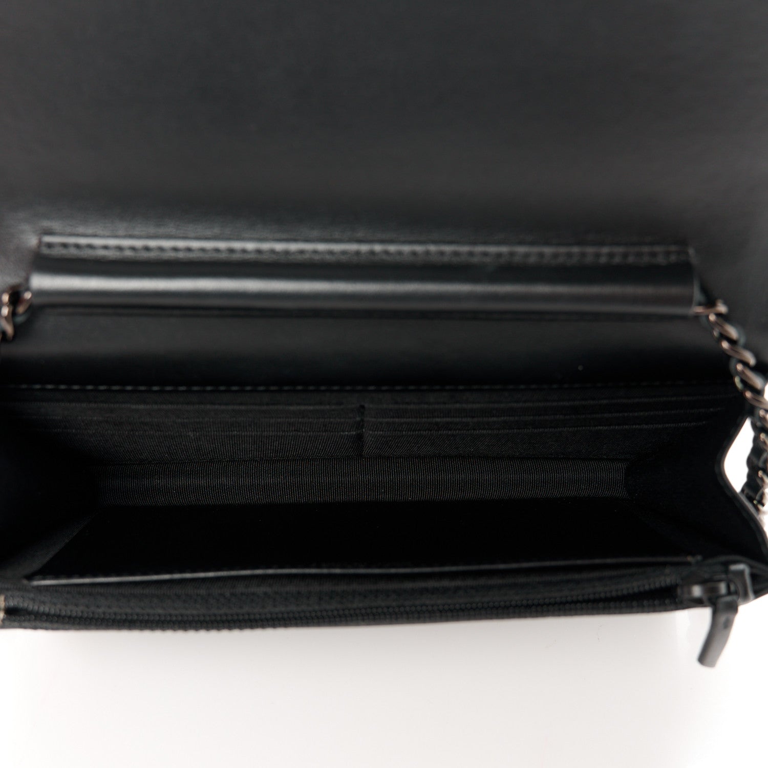 Chanel Aged Calfskin Chevron Quilted Gabrielle Wallet On Chain WOC Black 5 of 11