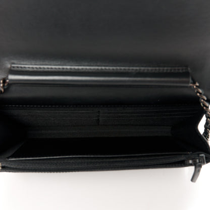 Chanel Aged Calfskin Chevron Quilted Gabrielle Wallet On Chain WOC Black 5 of 11