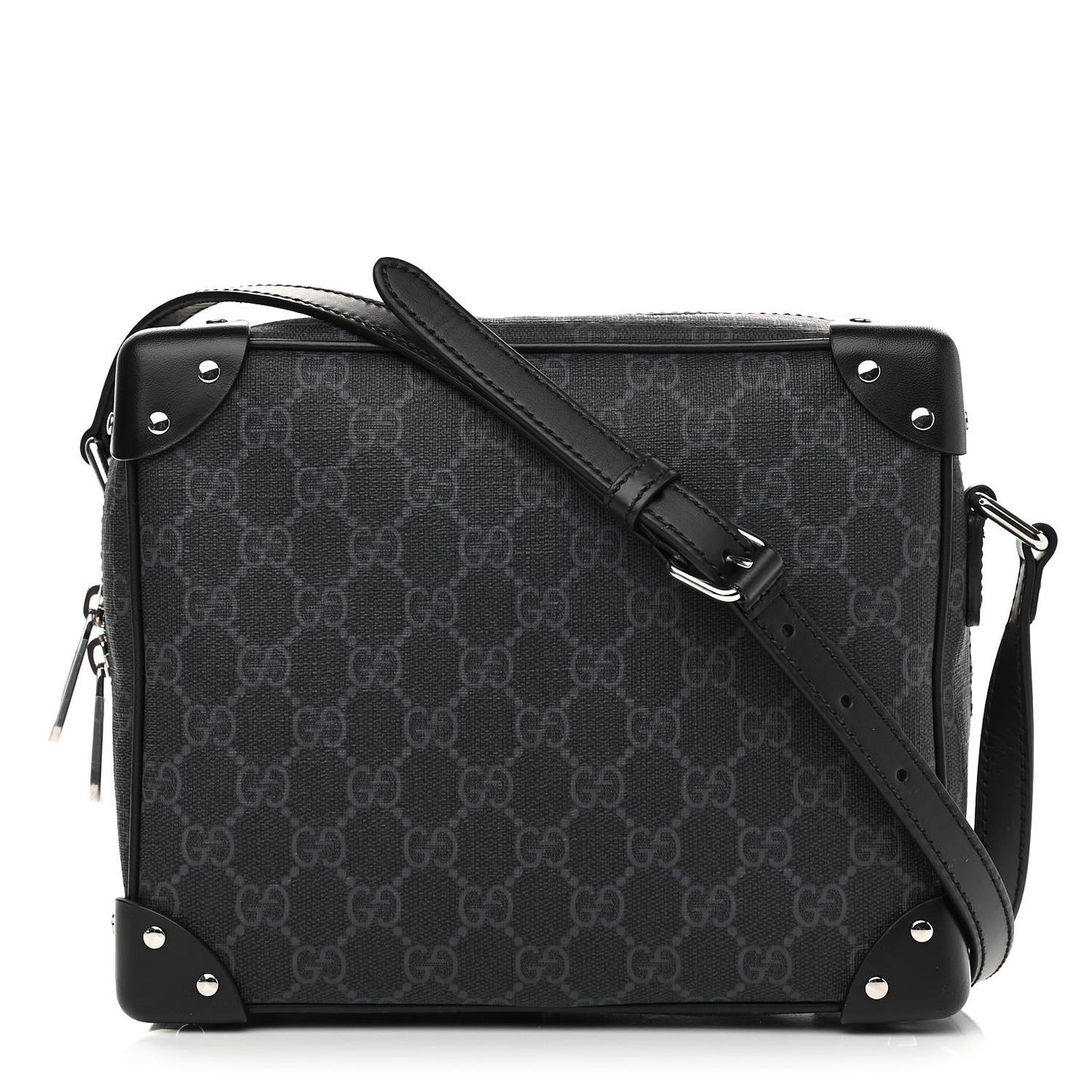 GG Supreme Monogram Selleria Calfskin Square Messenger Bag Black