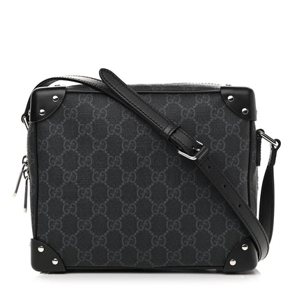 Gucci GG Supreme Monogram Selleria Calfskin Square Messenger Bag Black 1 of 10