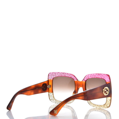 Gucci Square Frame GG0083S Sunglasses Glitter Pink Multi 2 of 6