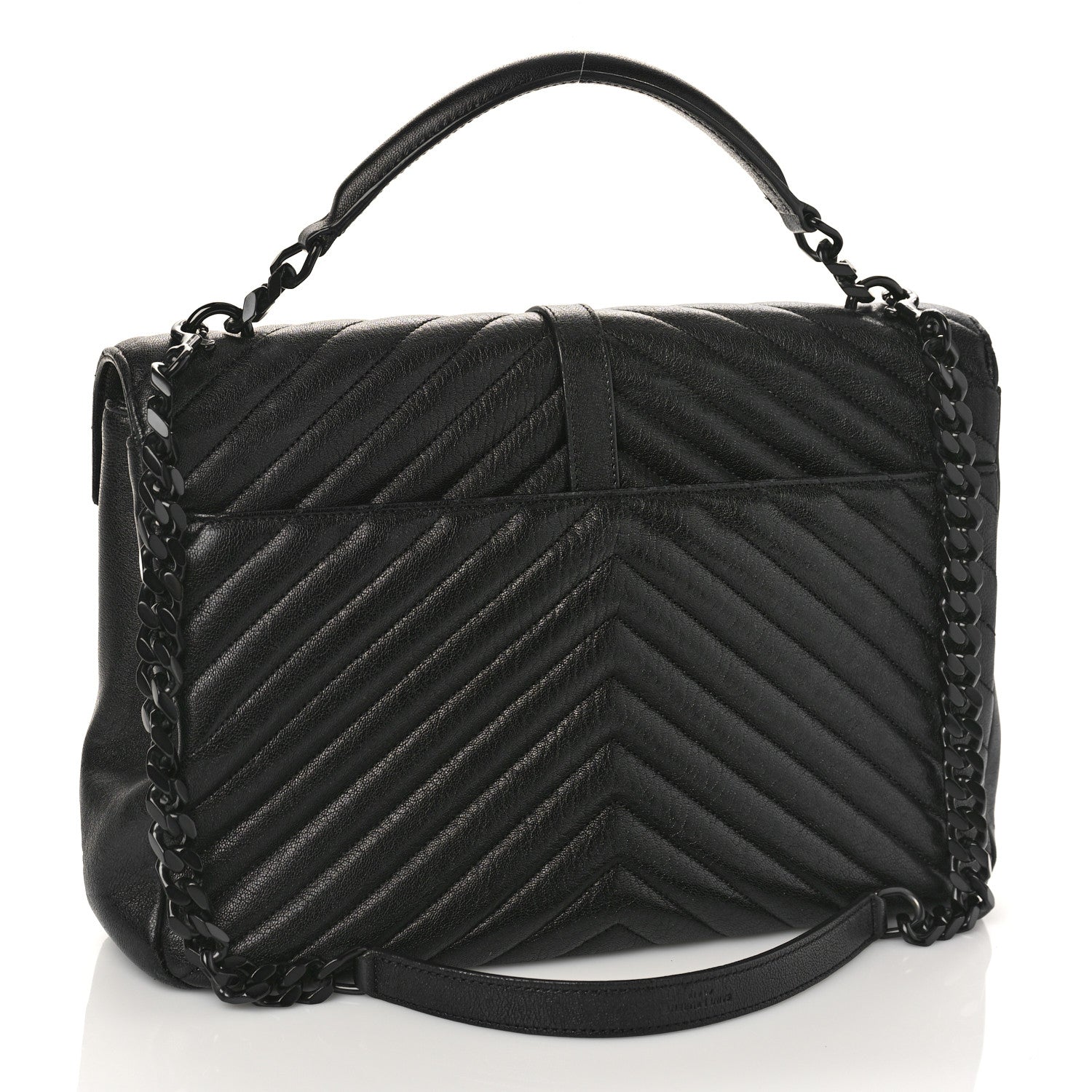 Saint Laurent Sheepskin Matelasse Chevron Monogram Monochrome Large College Satchel Black 3 of 12