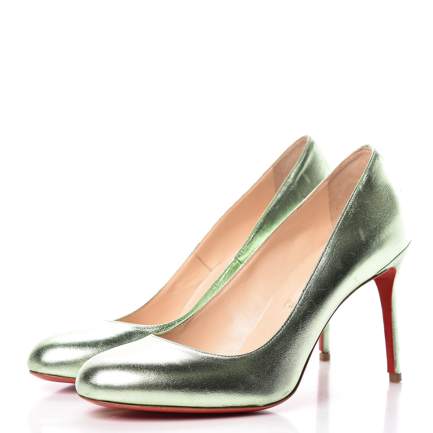 Christian Louboutin Metallizzato Nappa Fifi 100 Pumps 39 Verde 3 of 10