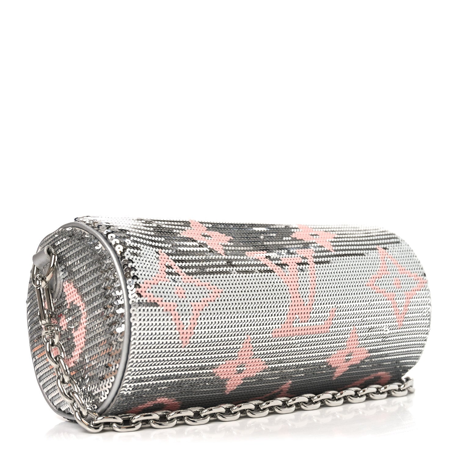 Louis Vuitton Satin Sequin Monogram Giant Papillon Silver Pink 2 of 9