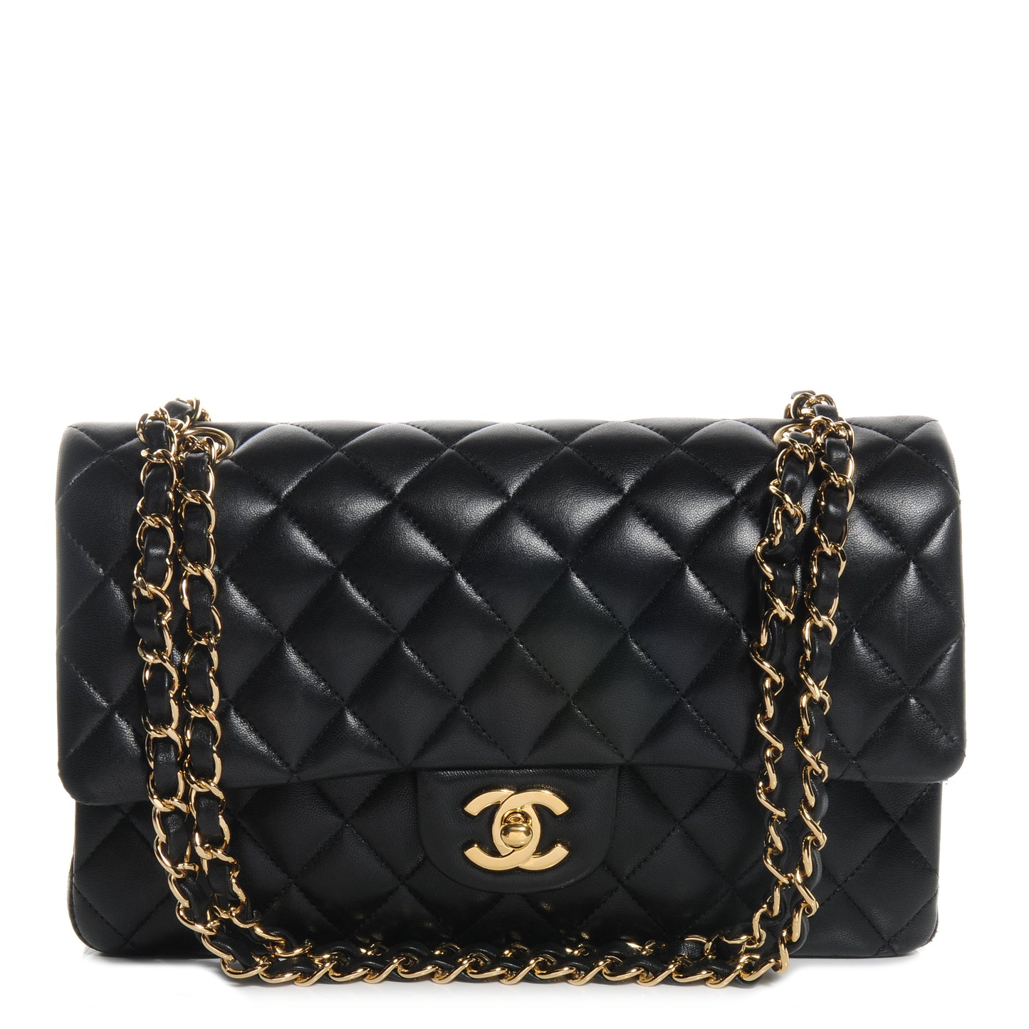Lambskin Medium Double Flap Black