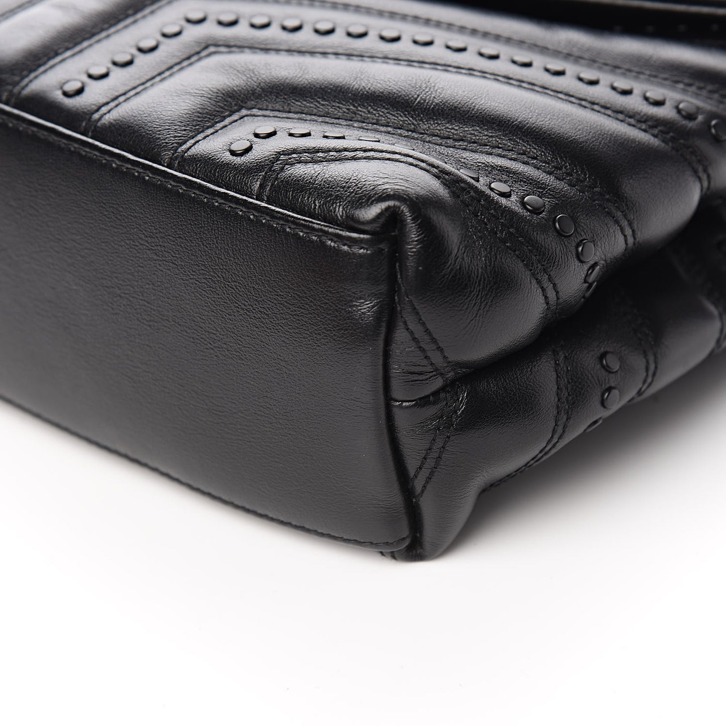 Calfskin Y Quilted Studded Monogram Small Loulou Chain Satchel Black