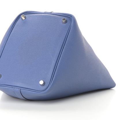 Hermes Epsom Tressage De Cuir Picotin Lock 18 PM Bleu Brighton Capucine Bleu Saphir 10 of 17