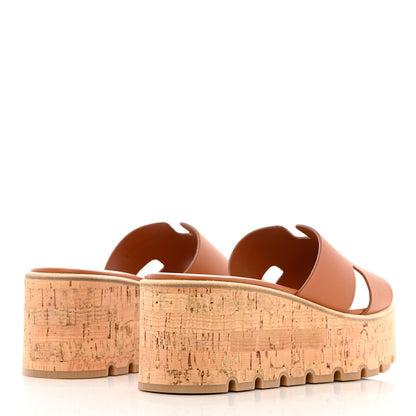 Hermes Calfskin Cork Eze 30 Sandals 40 Marron Glaise 4 of 9