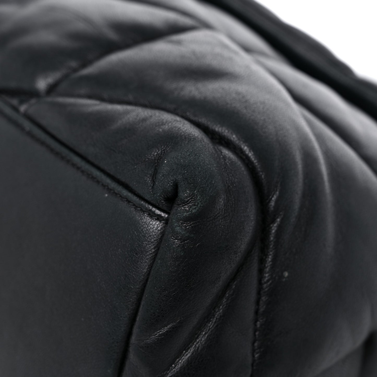 Lambskin Quilted Medium Loulou Puffer Monogram Chain Satchel Black
