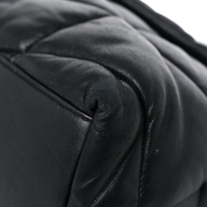 Saint Laurent Lambskin Quilted Medium Loulou Puffer Monogram Chain Satchel Black 10 of 19