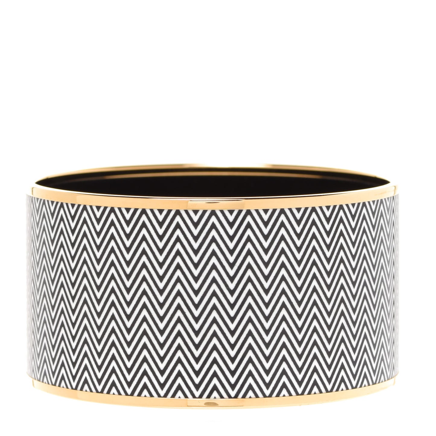 Enamel Printed Extra Wide Chevron Bracelet 70 Black