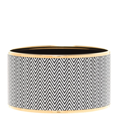 Hermes Enamel Printed Extra Wide Chevron Bracelet 70 Black 1 of 5