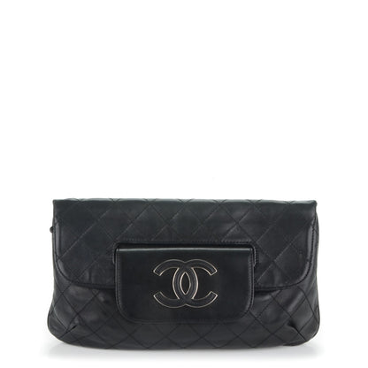 Chanel Lambskin Diamond Stitch Convertible Clutch Black 1 of 7