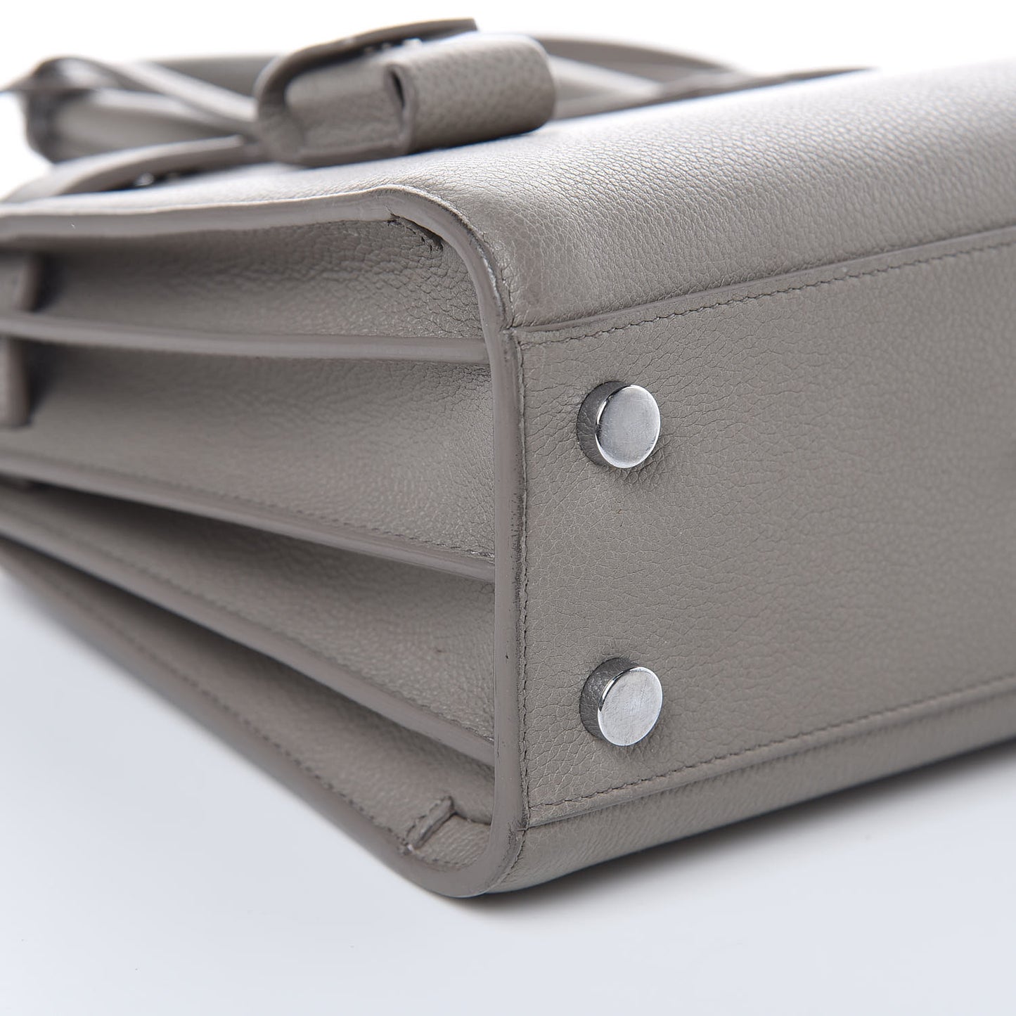 Grained Calfskin Nano Sac De Jour Gray