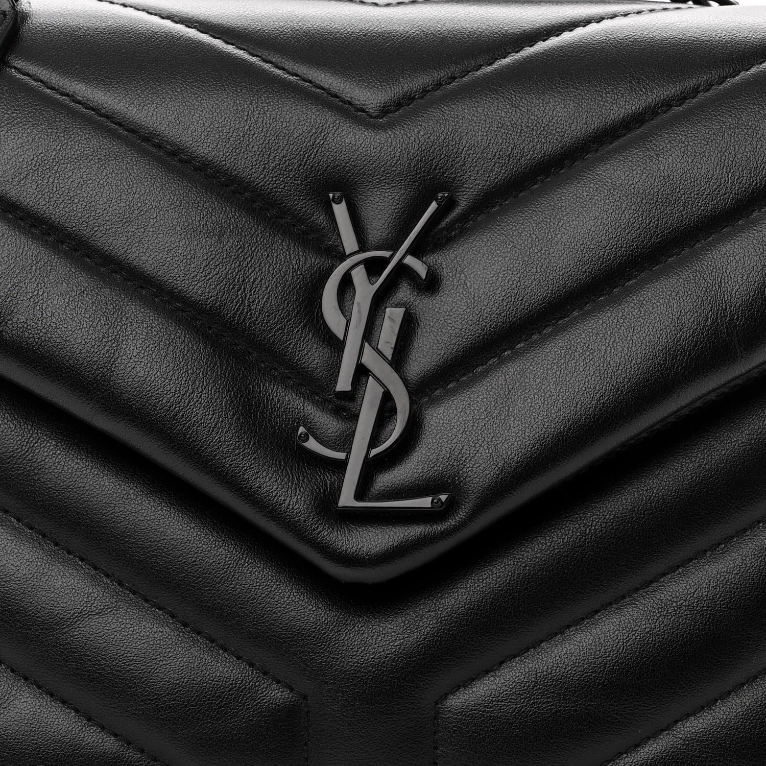 Saint Laurent Calfskin Y Quilted Monogram Monochrome Small Loulou Chain Satchel Black 9 of 11