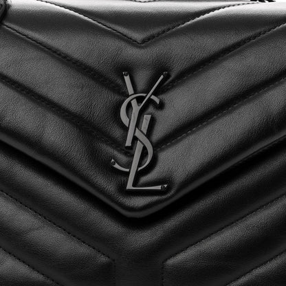 Saint Laurent Calfskin Y Quilted Monogram Monochrome Small Loulou Chain Satchel Black 9 of 11
